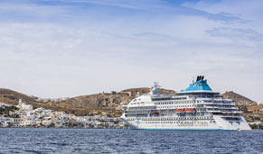 Vista aérea del barco Celestyal Crystal. CrucerosIslasGriegas.com Vista aérea del barco Celestyal Crystal. CrucerosIslasGriegas.com