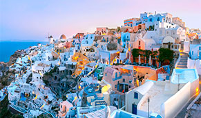 Imagen aérea de Oia, Santorini