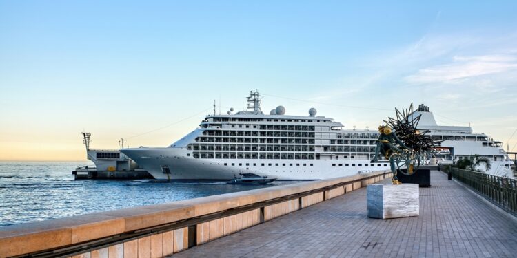 Moored ship in the Monaco seaport