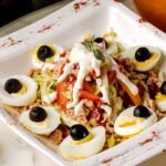 tuna salad with eggs and olives